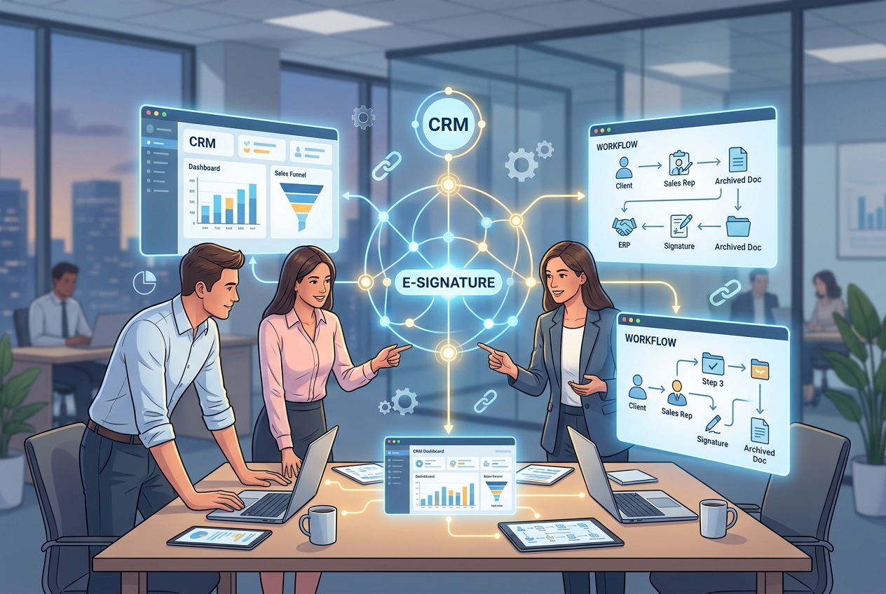 Which e-signature platforms include CRM or Salesforce integration without an add-on?
