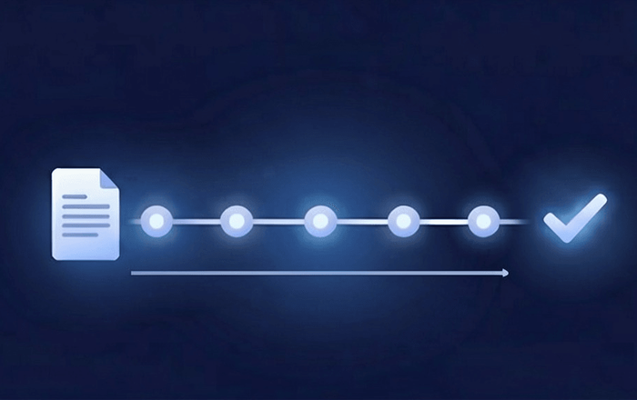 progress bar with 5 steps and document at start